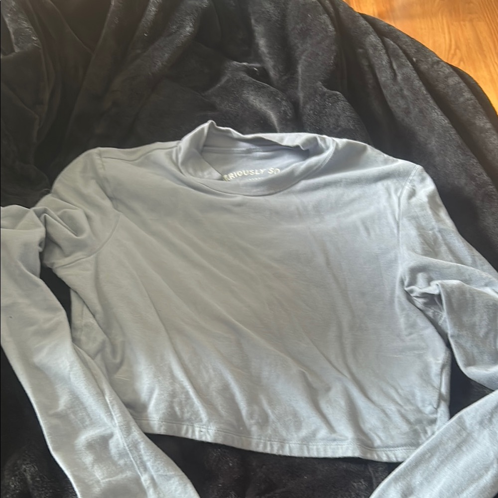 Aeropostale Gray Long Sleeve Crop Top